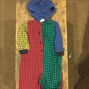 Vintage flannel hooded Romper/play suit